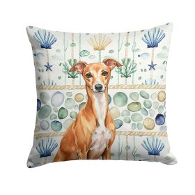 Red Italian Greyhound Coastal Sea Glass Throw Pillow Decorative Indoor Outdoor Accent Cushion for Couch, Bed or Patio, 18Hx18W