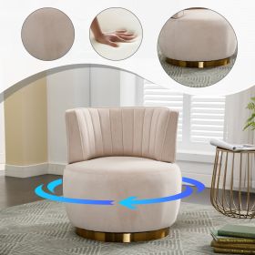 360 Degree Swivel Cuddle Barrel Accent Sofa Chairs, Round Armchairs with Wide Upholstered, Fluffy Velvet Fabric Chair for Living Room, Bedroom, O