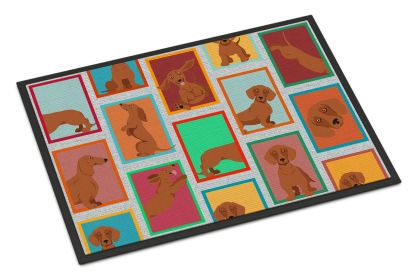 NEW Lots of Red Dachshund Doormat Front Door Mat Indoor Outdoor Rugs for Entryway, Non Slip Washable Low Pile, 18H X 27W