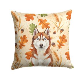 Red and White Siberian Husky Heirloom Fall Throw Pillow Decorative Indoor Outdoor Accent Cushion for Couch, Bed or Patio, 18Hx18W