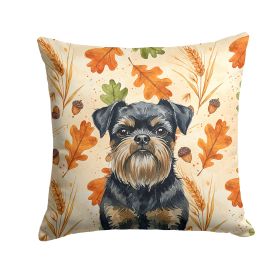 Black and Tan Brussels Griffon Heirloom Fall Throw Pillow Decorative Indoor Outdoor Accent Cushion for Couch, Bed or Patio, 18Hx18W