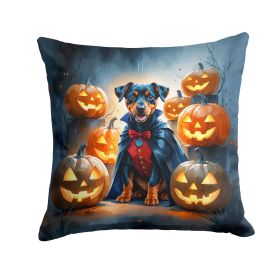 Doberman Pinscher Puppy Halloween Throw Pillow Machine Washable, Indoor Outdoor Decorative Pillow for Couch, Bed or Patio, 18Hx18W