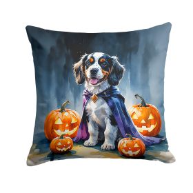 Welsh Springer Spaniel Puppy Halloween Throw Pillow Machine Washable, Indoor Outdoor Decorative Pillow for Couch, Bed or Patio, 14Hx14W