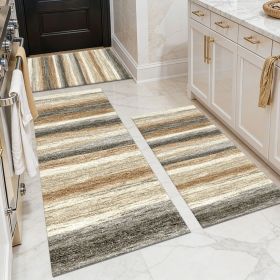 Three-piece kitchen rug set, non-slip and washable, abstract pattern kitchen hallway rug, soft and comfortable, suitable for sinks, floors, entra (Main Color: White, Main Material: Polyester)
